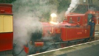 Steam engine back in Douglas station